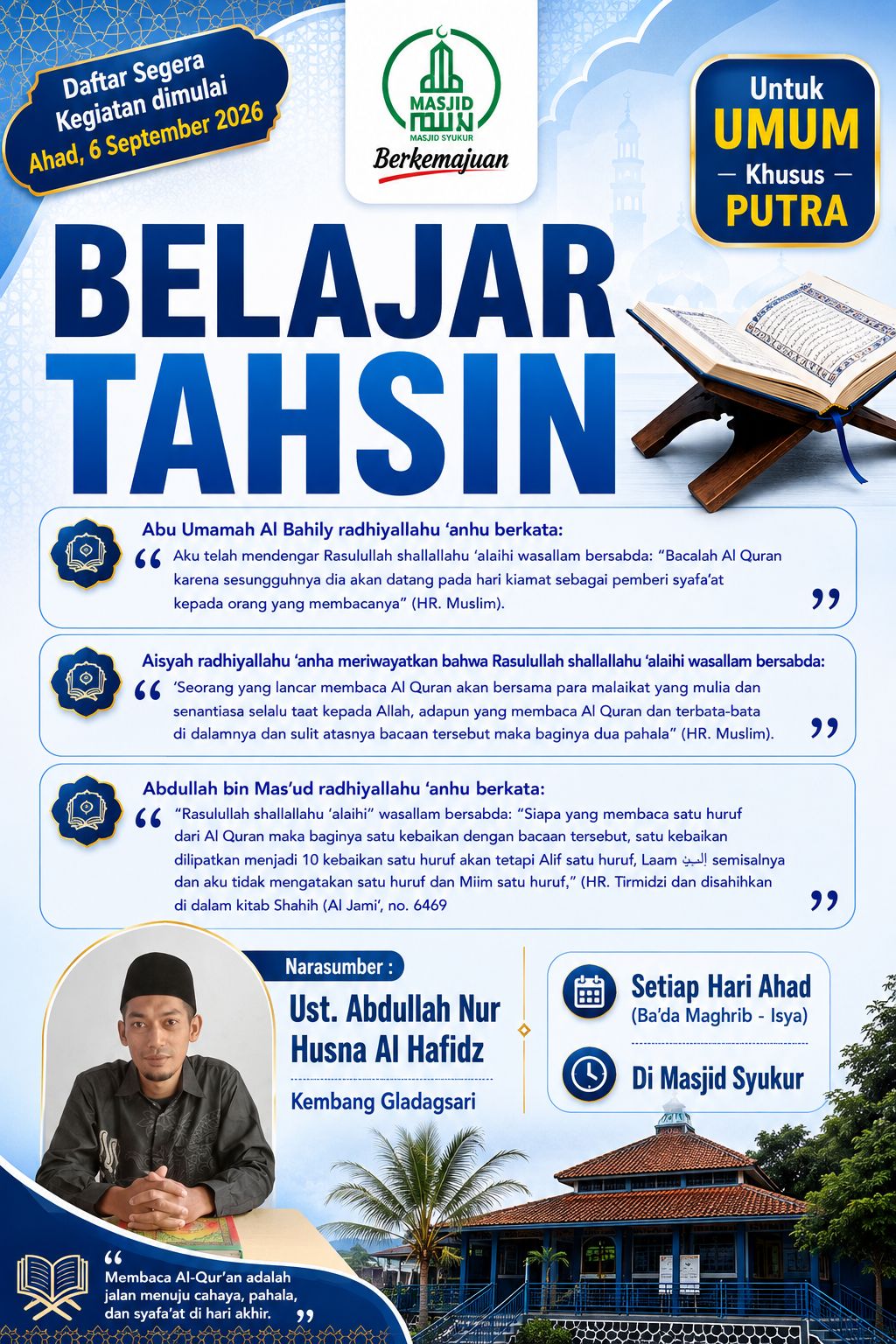 Belajar Tahsin Al-Qur'an Masjid Syukur