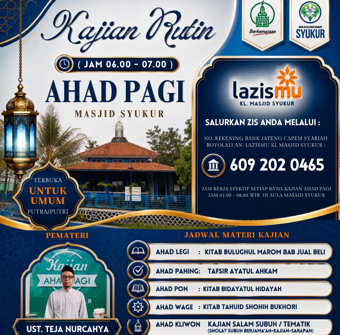 Poster: Kajian Ahad Pagi Masjid Syukur